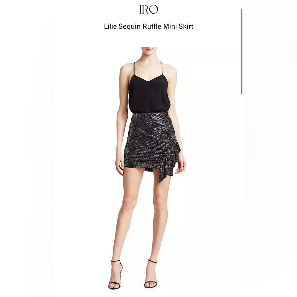 IRO Lillie sequin ruffle mini skirt